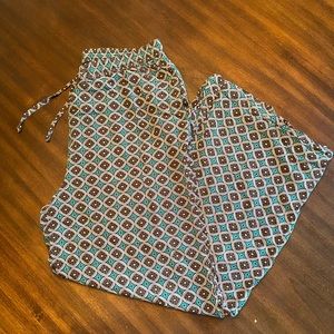 Kaktus Boho Geometric Print Wide Legged Casual Pants; size: Large